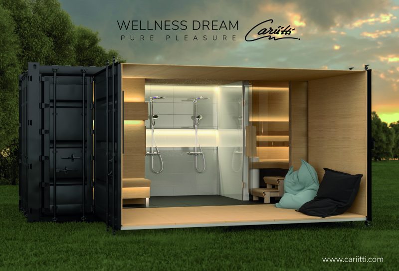 Wellness Dream on Mobiili Sauna Spa joka on rakennettu merikonttiin